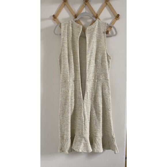 Loft Dress Women's 6 Fit and Flare Mini Tweed Flared Light yellow Ivory - Picture 6 of 7